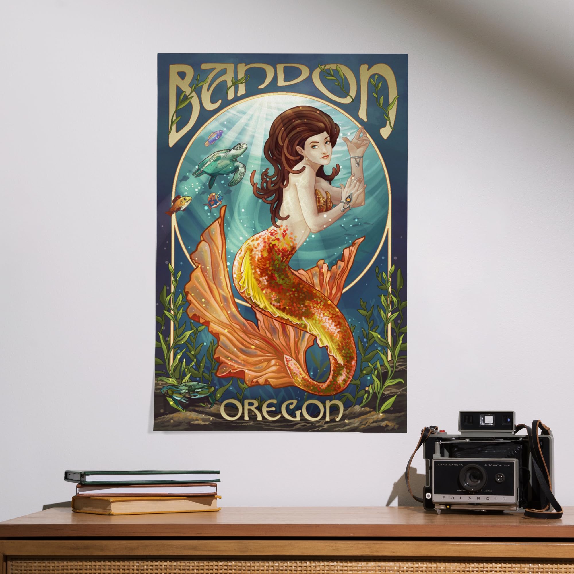 Lantern Press 16x24 Inch Giclee Art Print - Bandon Oregon Coastal Mermaid Wall Decor | Perfect for Beach House, Living Room & Bedroom
