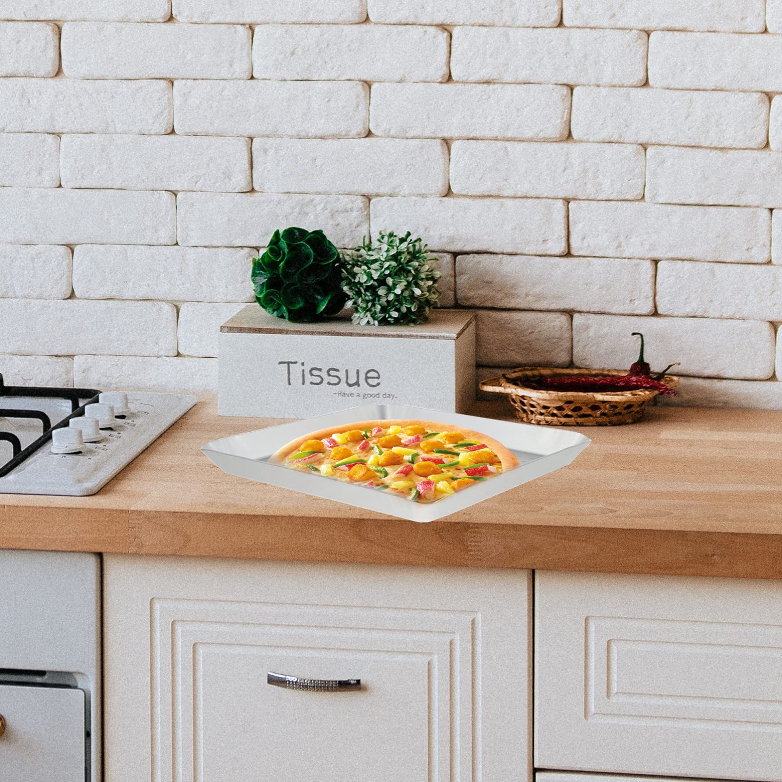 DOITOOL 12 Inch Non-Stick Square Pizza Pan - Perforated Baking Tray for Crispy Crust, Perfect for Homemade Pizza, Restaurant & Kitchen Use - Oven Safe & Easy Clean Bakeware (Ideal for Pizza Parties, Family Dinners & Commercial Kitchens)