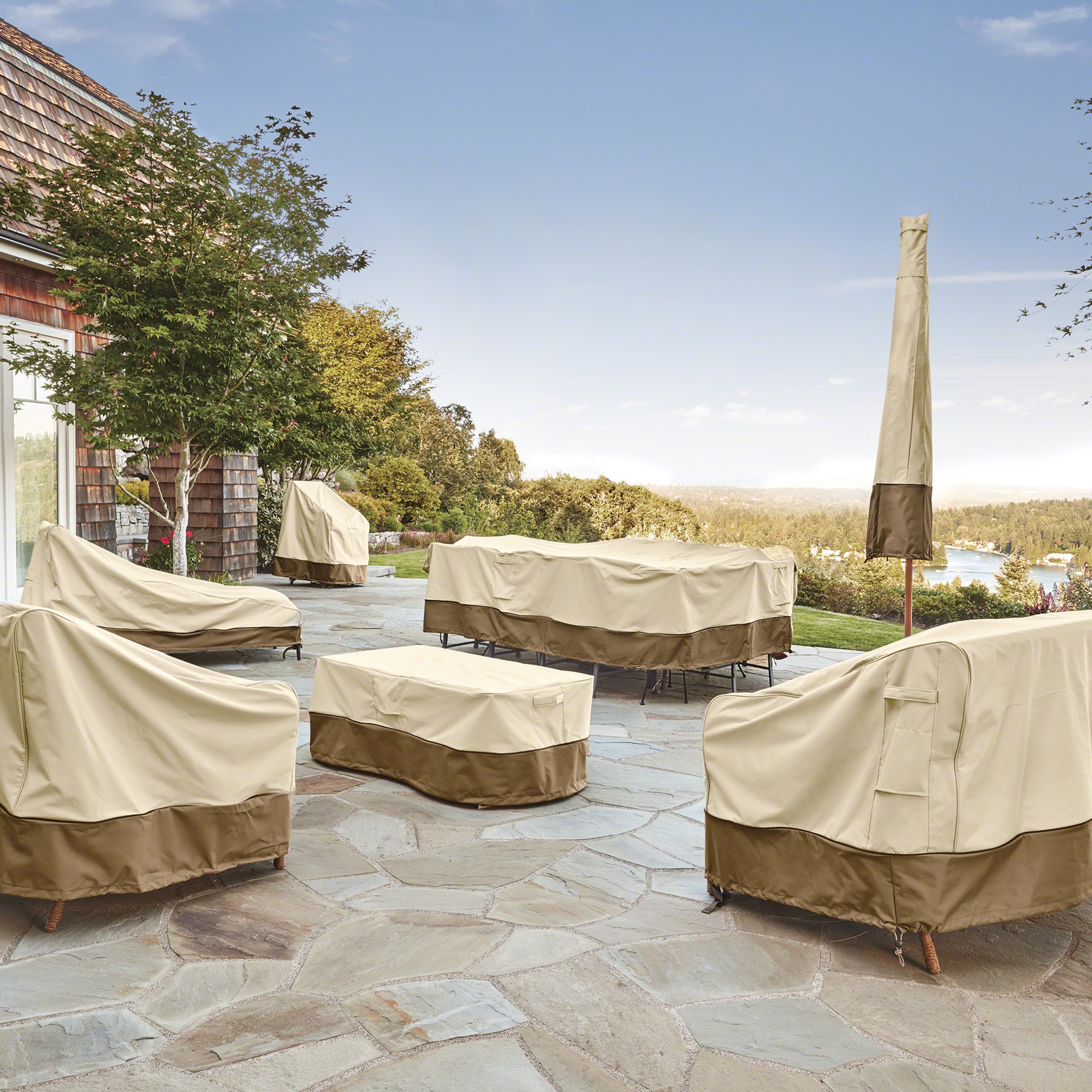 Classic Accessories Veranda 72 Inch Water-Resistant Rectangular/Oval Patio Table Cover - Durable Outdoor Protection for Dining and Entertaining