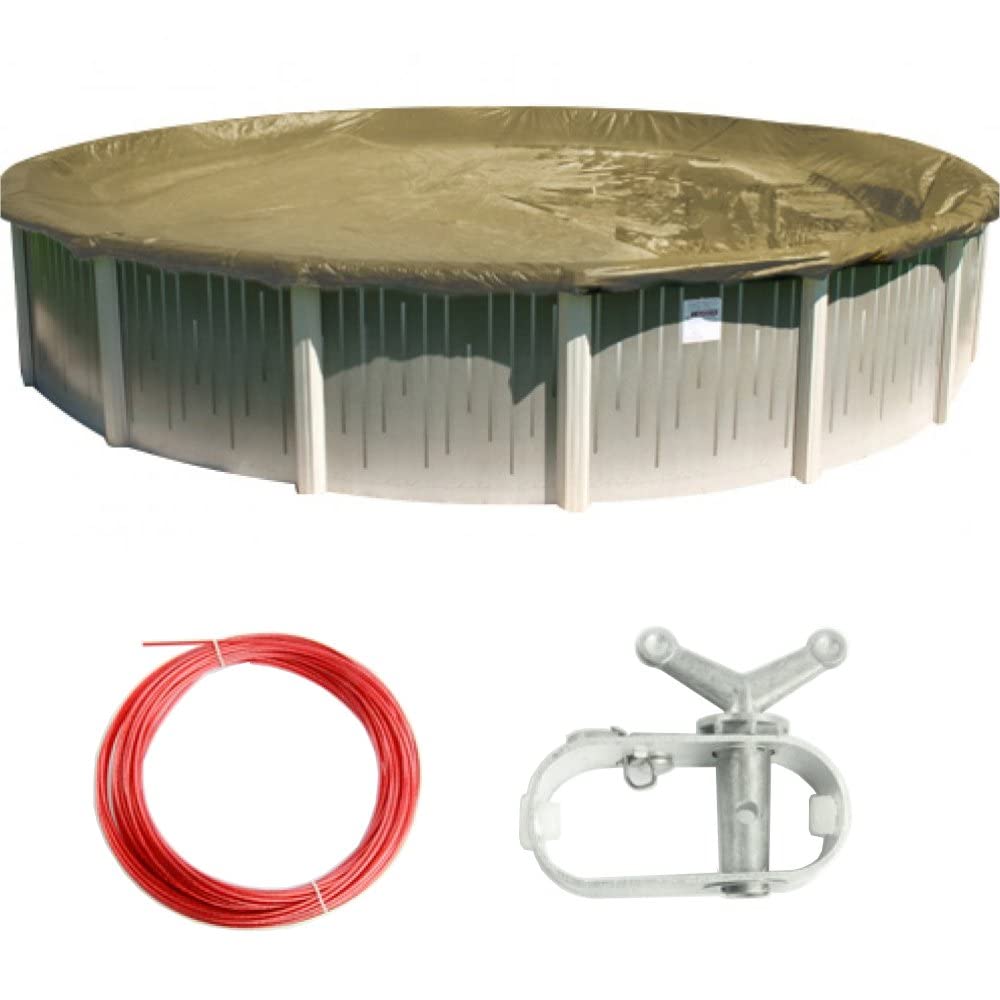 HPI 15-Foot Round Above Ground Swimming Pool Winter Cover with 3-Foot Overlap - Durable Tan/Blue Waterproof Pool Cover for Winter Protection | Perfect for Inground & Above Ground Pools