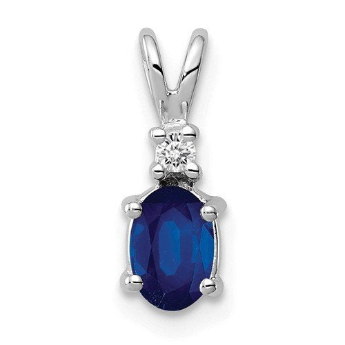 14K Gold Oval Blue Sapphire & Diamond Pendant - 0.65ct Sapphire with 0.02ctw Diamonds | Elegant Jewelry Gift for Women, Perfect for Weddings, Anniversaries & Special Occasions