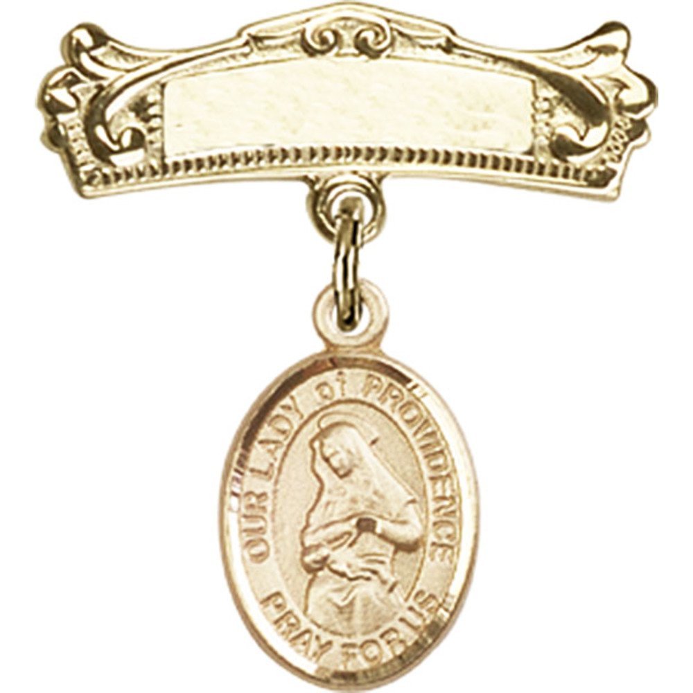 Gold Filled Baby Badge with Our Lady of Providence Charm - 7/8