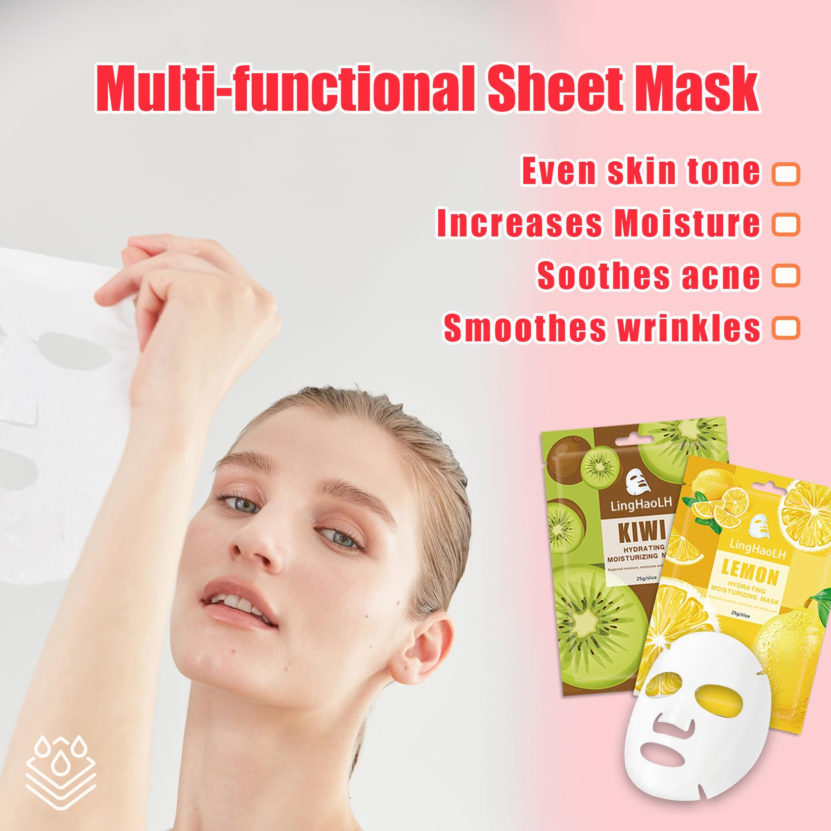 20-Pack Hydrating Face Masks for All Skin Types - Daily Skincare Routine