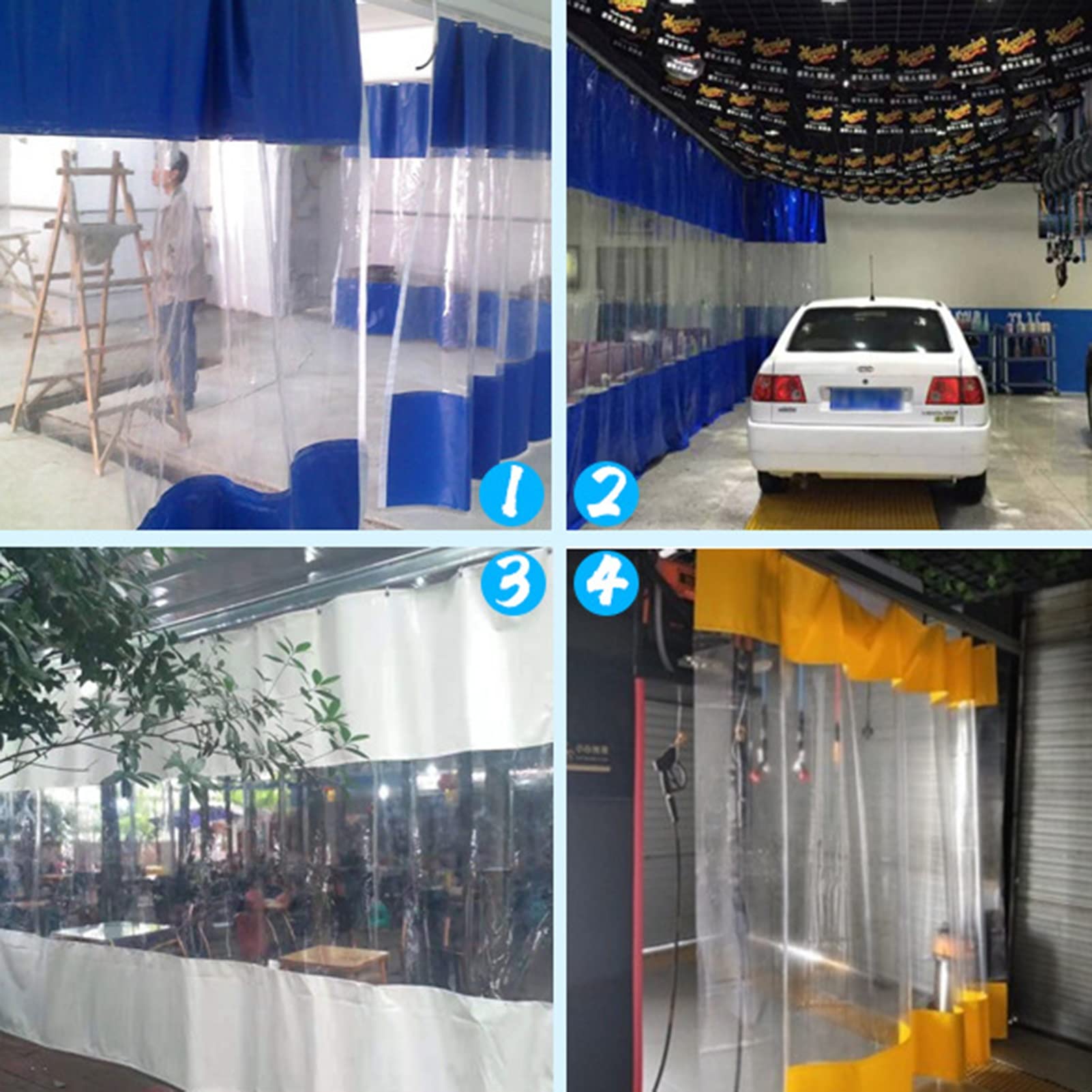Heavy Duty Tear-Resistant PVC Plastic Tarpaulin - 2.1x2.5m Waterproof Work Station Curtain for Car Wash, Porch Partition & Outdoor Shelter - Transparent Industrial Screen for Workshops, Garages & Construction Sites
