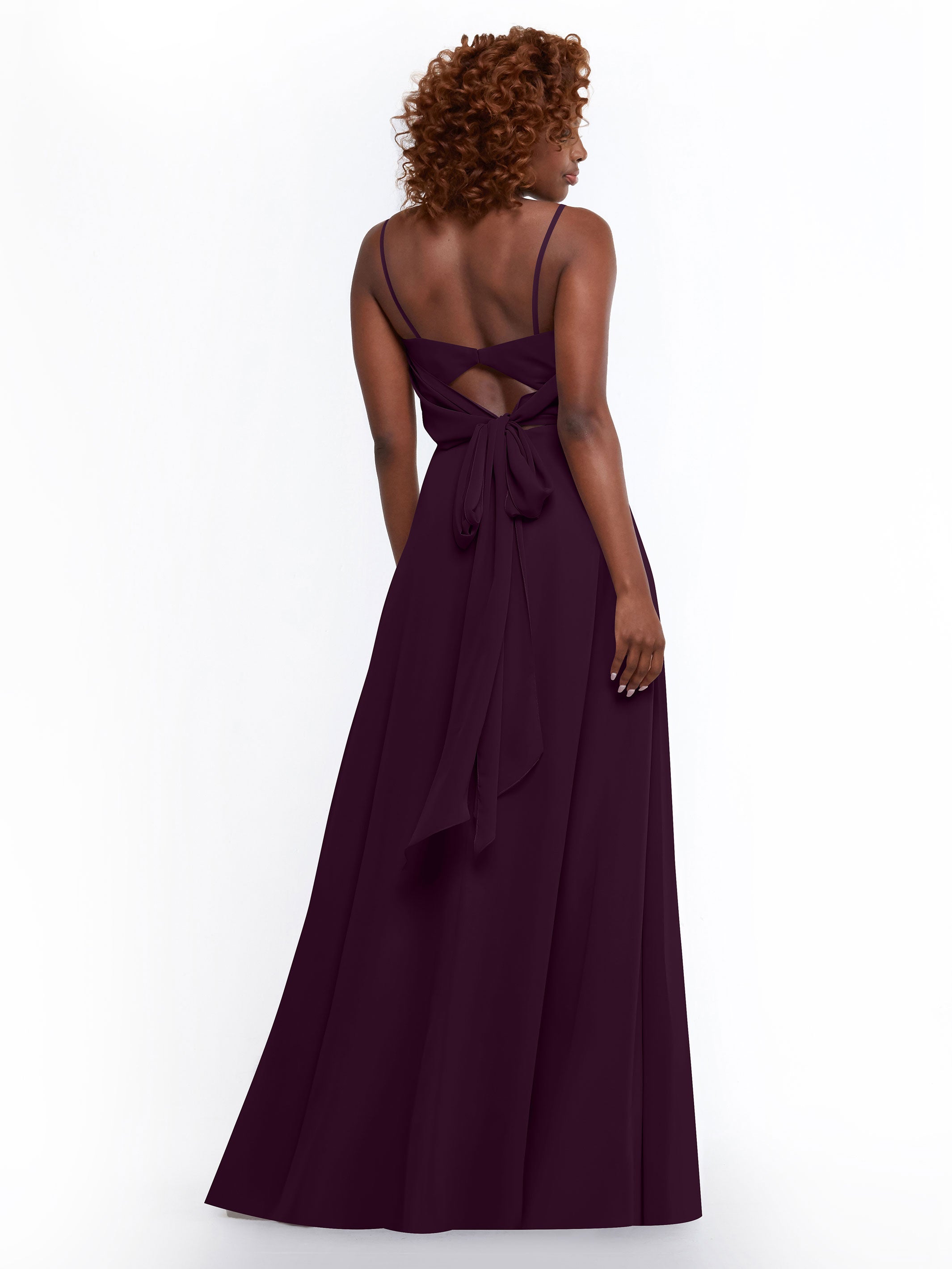 Elegant A-Line Bridesmaid Dress with Flowy Chiffon Skirt & Thigh Slit - Perfect for Weddings, Formal Events & Special Occasions