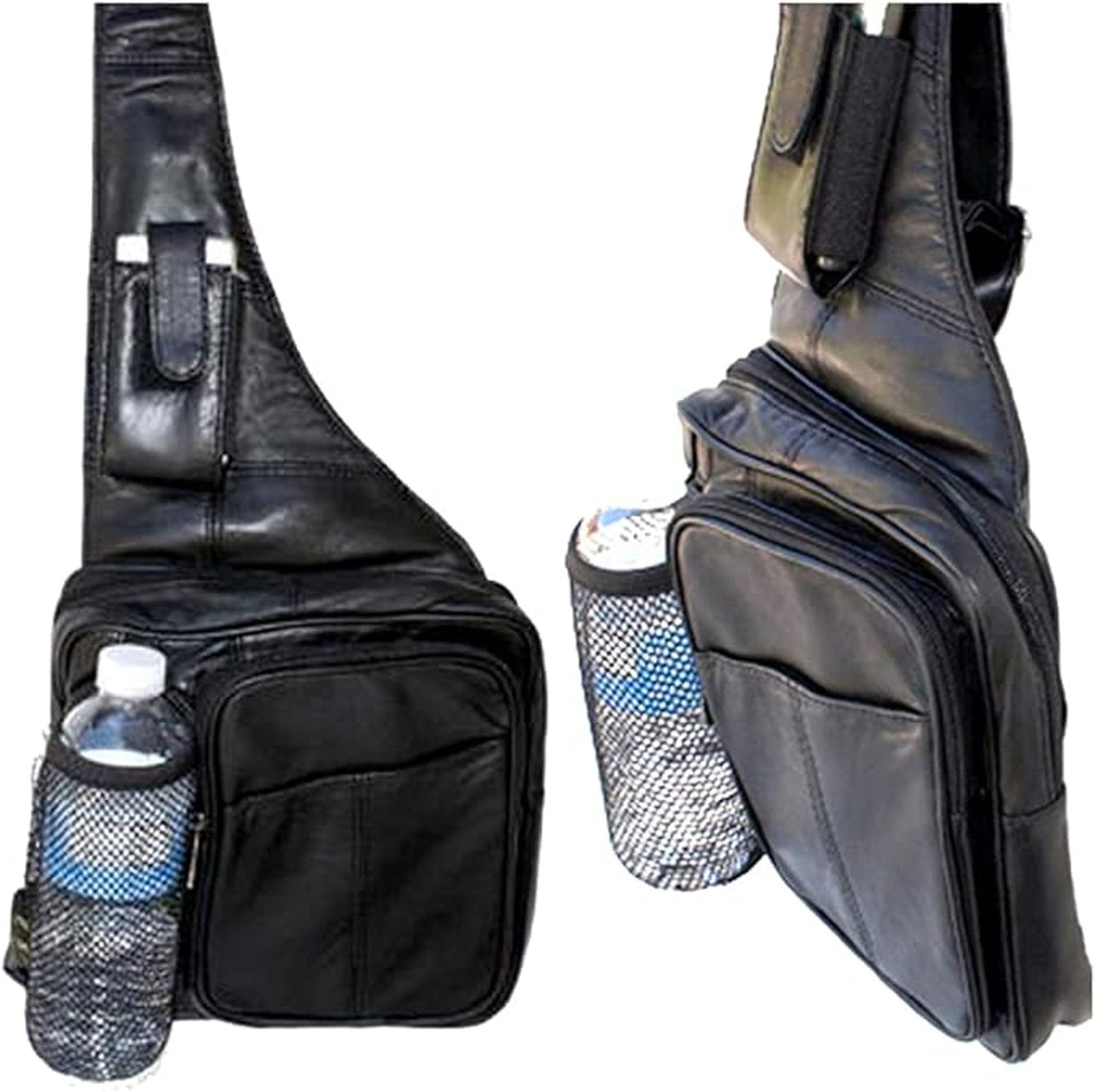 SILVERFEVER Genuine Leather Sling Backpack - Unisex Crossbody Bag for Men & Women - Perfect for Travel, Hiking, and Daily Commute