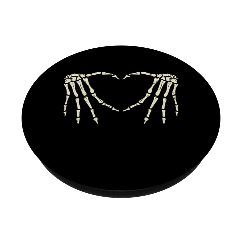 Funny Spooky Halloween Heart Skeleton Hands PopGrip - Adhesive Phone Grip & Stand for Girls and Women - Perfect Gift for Halloween Parties, Trick or Treat, and Everyday Use