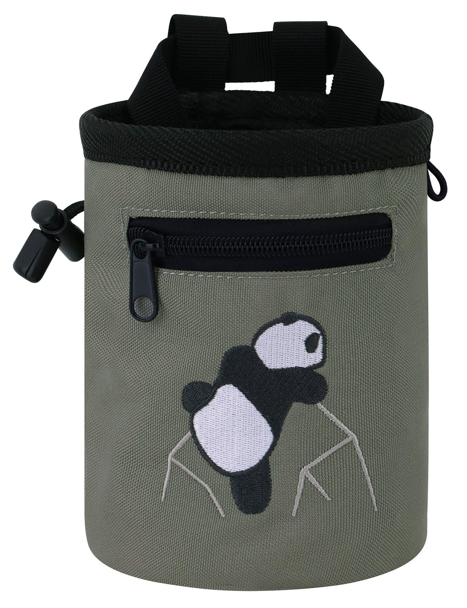 AMC Rock Climbing Chalk Bag with Panda Embroidery & Zipper Pocket - Perfect for Bouldering, Gym Training & Outdoor Climbing Adventures