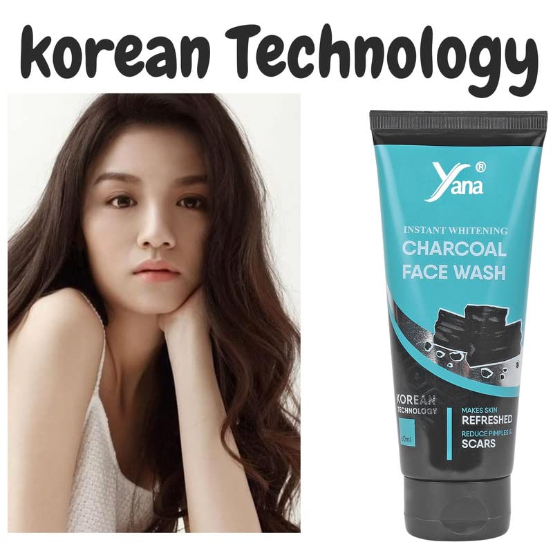 Yana Detoxifying Charcoal Face Wash for Acne & Blackheads - Deep Cleansing & Oil Control for Oily & Sensitive Skin | Daily Skincare Routine