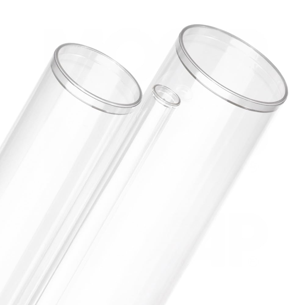 1.5 Inch Sealed Bottom Round PETG Containers 10.187 Inch Long - Pack of 50 with 1.625 X 1-1/2 Inch Standard Black Caps (50 Pack) - Ideal for Food Storage, Laboratory Use & Craft Organization