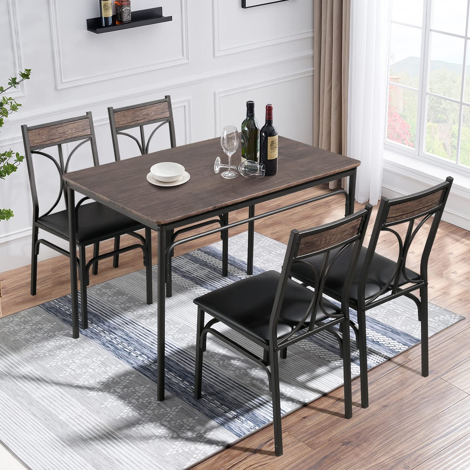 VECELO 3-Piece Counter Height Bar Table and Chairs Set, 36