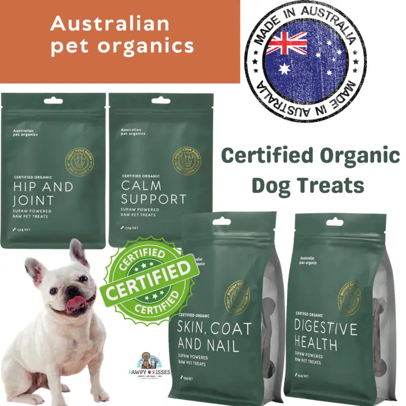 Australian Pet Organic Dog Treats - 150g, 4 Natural Flavors (Beef, Chicken, Lamb, Kangaroo) | Grain-Free, Healthy Snacks for Training & Rewards | Perfect for Small & Large Dogs