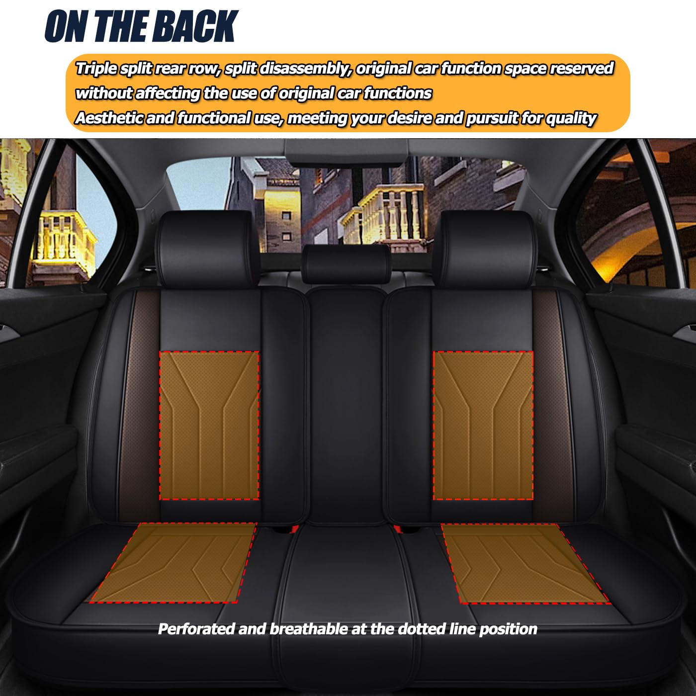 Premium 3D Foam Back Support Car Seat Covers Full Set - 5-Piece Universal Fit for Most Vehicles | Nappa Leather, Super Breathable All-Season Car Seat Cushions with Storage Bags (Black Coffee) - Perfect for Road Trips, Commuting & Protecting Your Car Interior