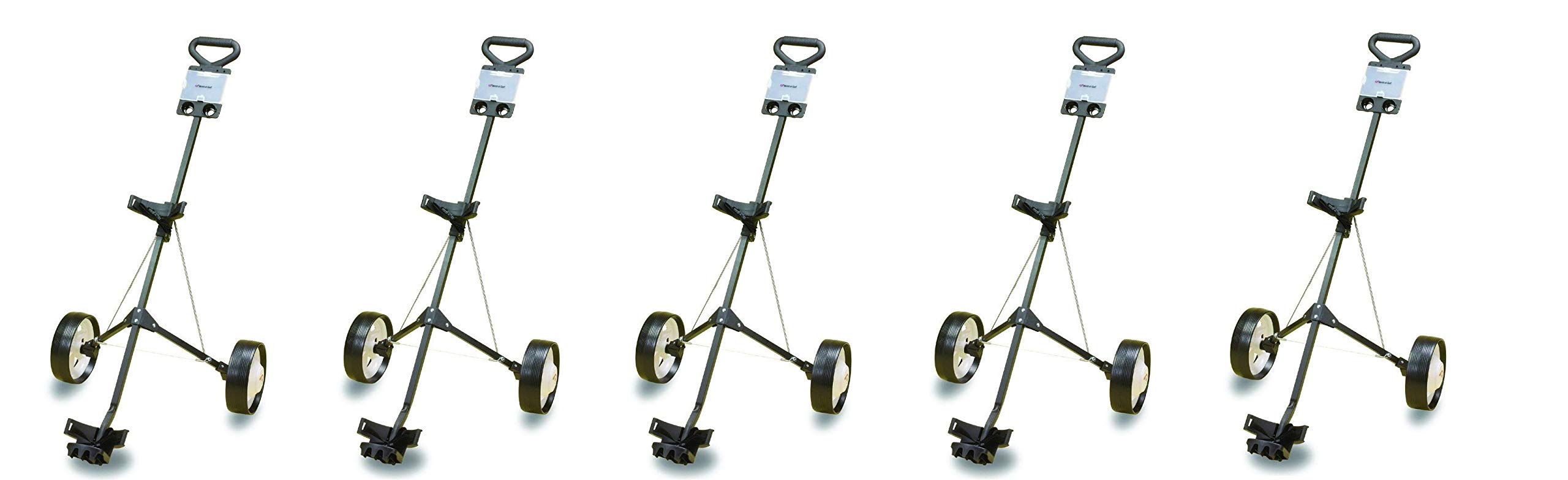 JEF WORLD OF GOLF Premium Steel Golf Push Cart - Lightweight Foldable Golf Trolley with Umbrella Holder & Scorecard Clip - Perfect for Golf Courses, Driving Ranges & Outdoor Practice Sessions