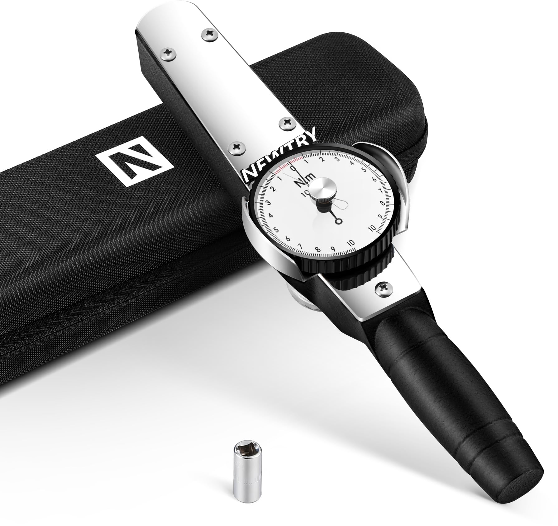 NEWTRY 10-100Nm Dial Torque Wrench - Precision Torque Meter with 1/2 Inch Drive - Professional Torque Force Tester for Automotive, Industrial & Mechanical Applications - Perfect for Engine Repair, Assembly & Maintenance