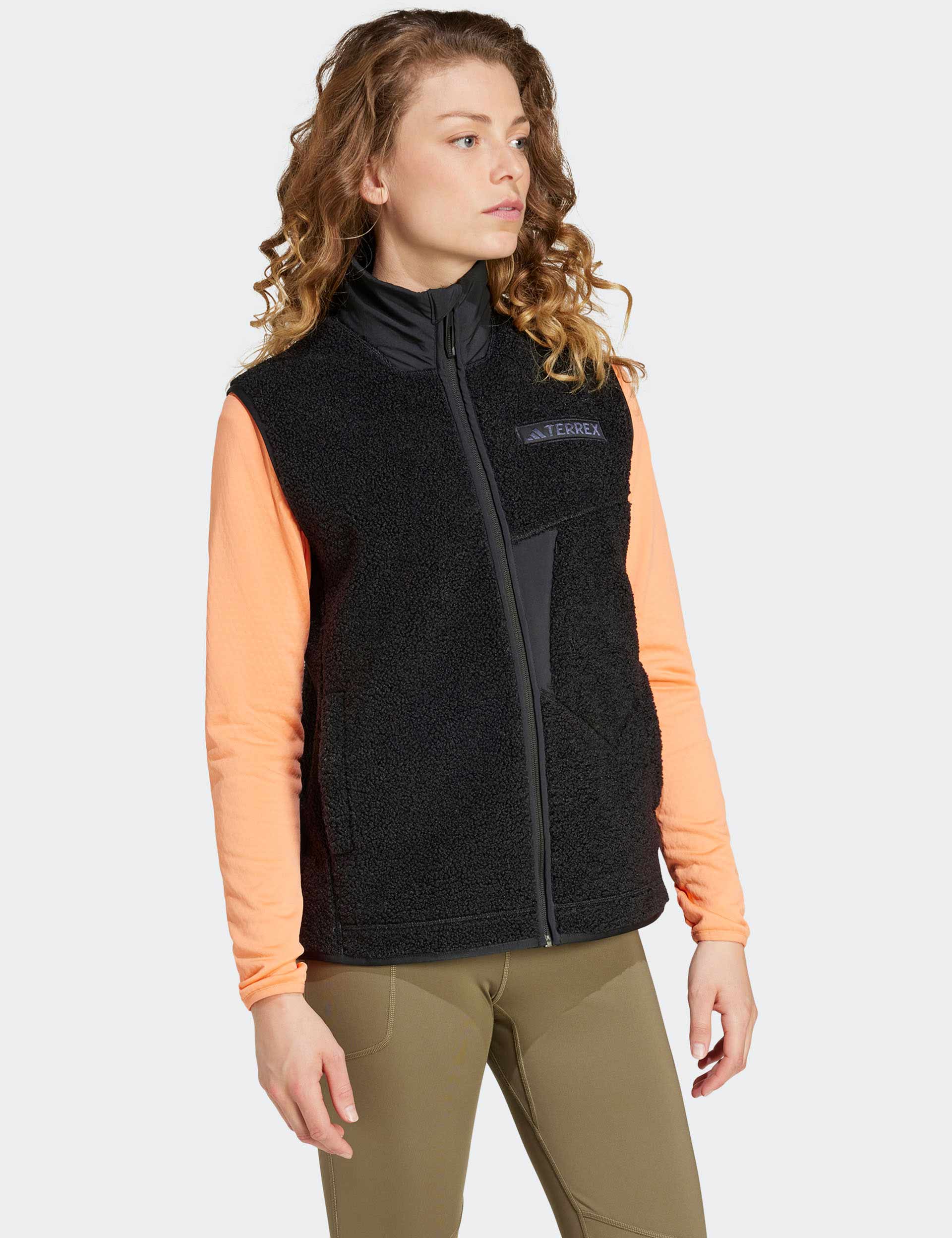 Terrex Xploric High Pile Fleece Vest for Men & Women - Warm Winter Outdoor Jacket - Black - Perfect for Hiking, Camping & Cold Weather Activities