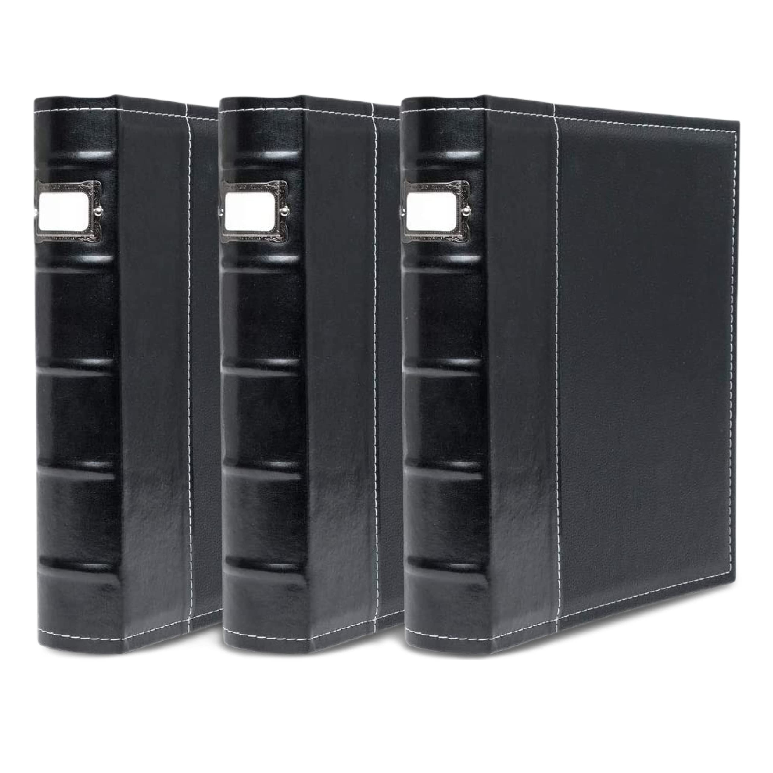 Premium 3-Ring Binder Set - 3 Pack Faux Leather Office Binders with 225-Sheet Capacity - Ideal for Presentations, School Projects, Business Documents & Trading Card Storage - Perfect for Home, Office & Classroom Organization - Black