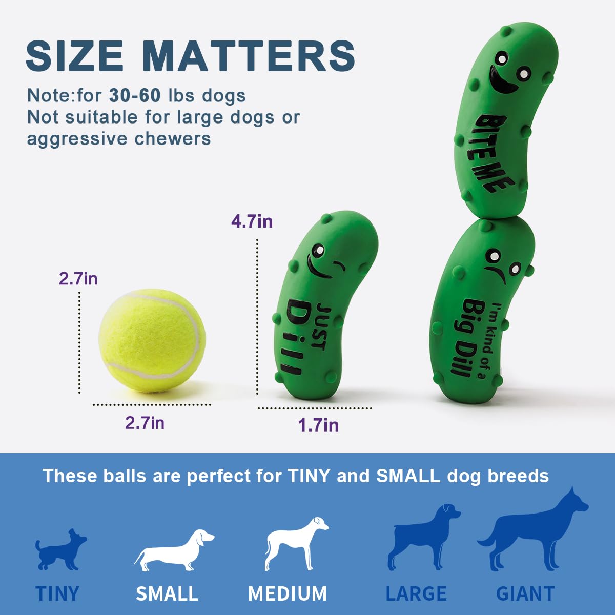 **Durable Squeaky Dog Toys for Medium Dogs - Soft Latex Chew Ball with Funny Crunchy Pickle Design - Perfect for Playtime, Training & Interactive Fun**