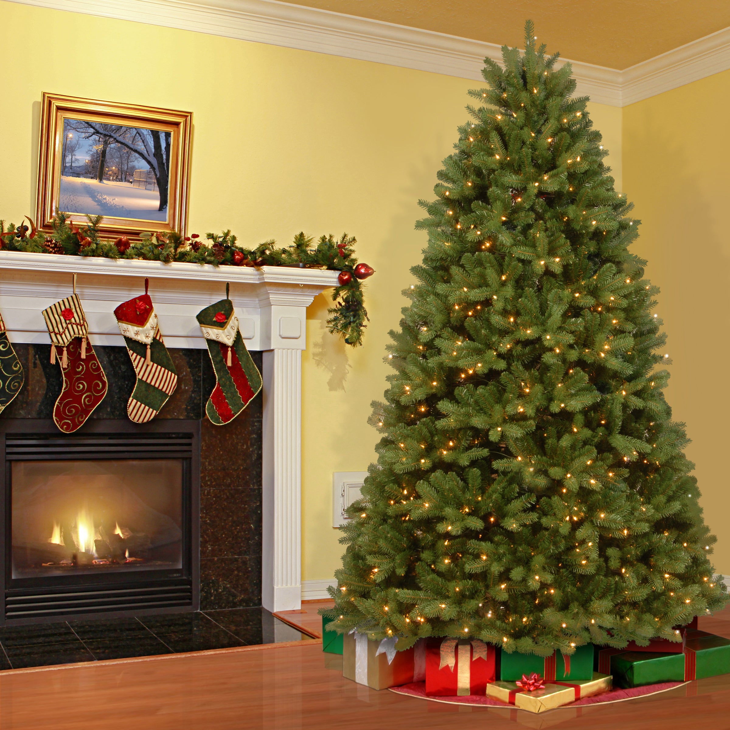 7.5 ft Pre-Lit Newberry Spruce Artificial Christmas Tree with PowerConnect & Dual Color LED Lights - Perfect for Holiday Home Decor, Office, and Party Decoration