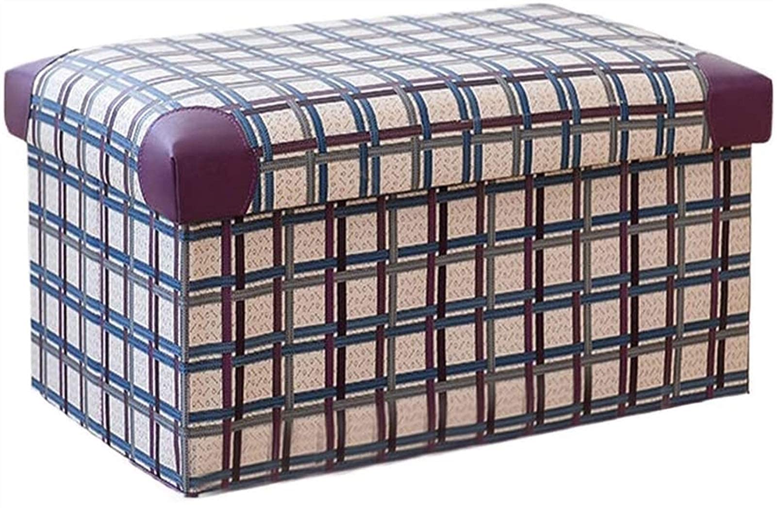 Foldable Storage Ottoman Footstool with Padded Seat - 40x25x25cm Multi-Purpose Pouffe for Living Room, Bedroom & Hallway - Perfect for Kids Toy Storage & Foot Rest (Color: H) - Space-Saving Home Organization Solution