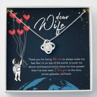 Custom Love Knot Necklace for Wife - Anniversary Gift with Card & Box - Perfect for Romantic Occasions