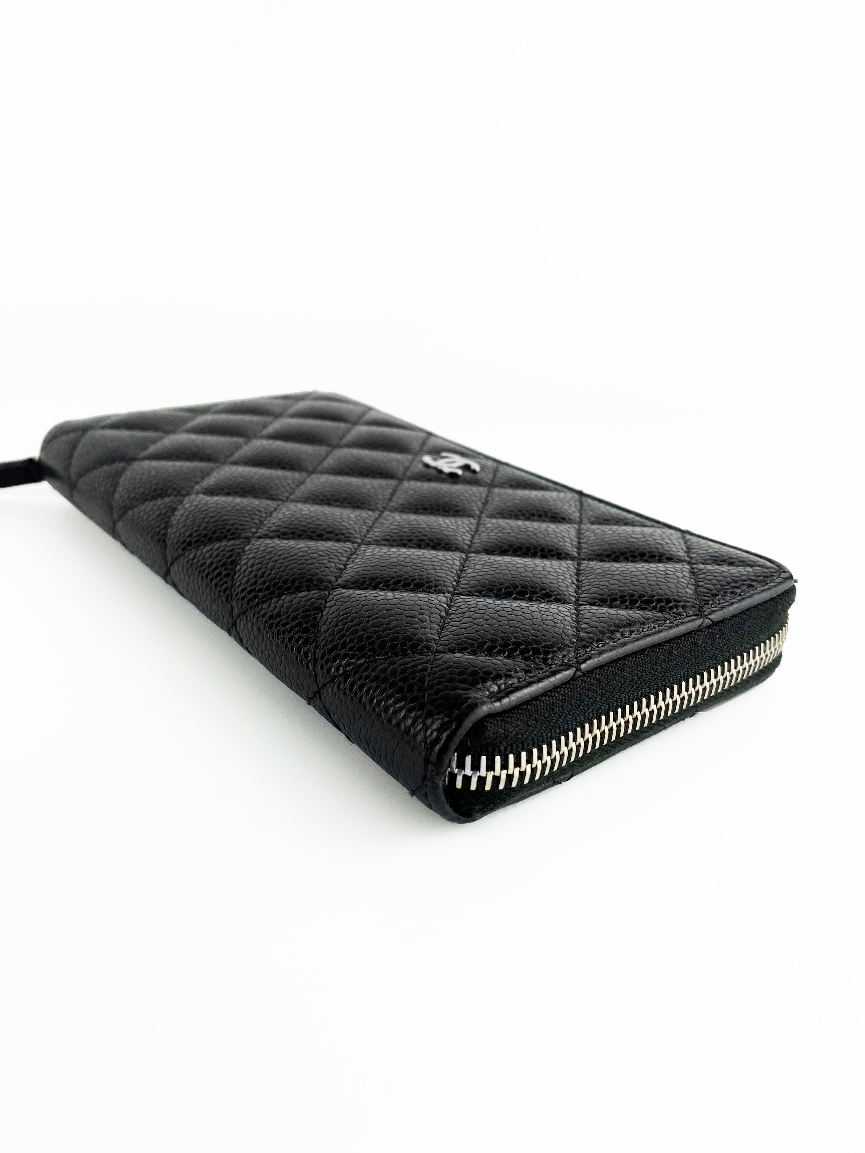 Chanel Black Classic Long Zipped Wallet for Women | Genuine Leather Luxury Clutch | Perfect for Everyday Use, Travel & Special Occasions