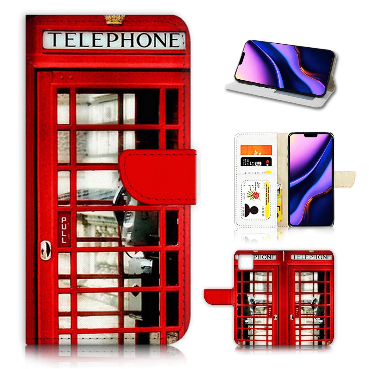 Premium Flip Wallet Phone Case for iPhone 11 - British Red Phone Booth Design (A0096) | RFID Protection & Card Slots | Perfect for Travel, Commuting & Everyday Use