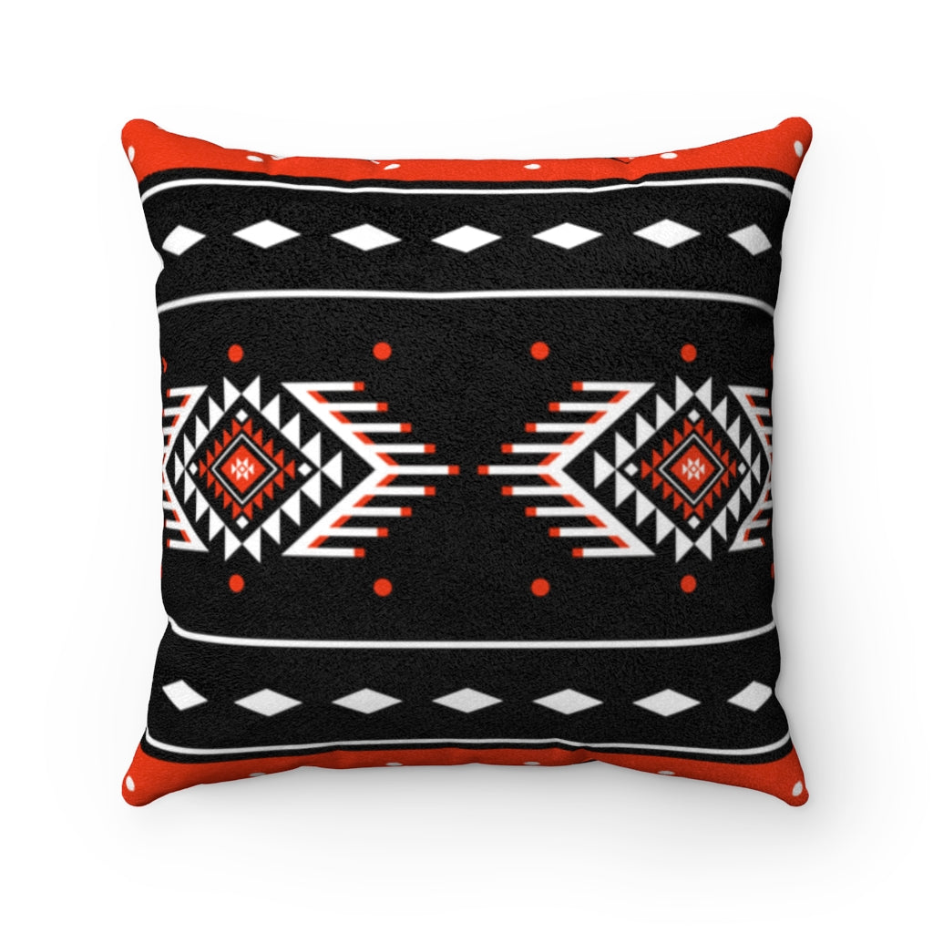 Faux Suede Square Throw Pillow - Mojave Sun Design, Southwestern Boho Decor for Bed, Sofa & Living Room