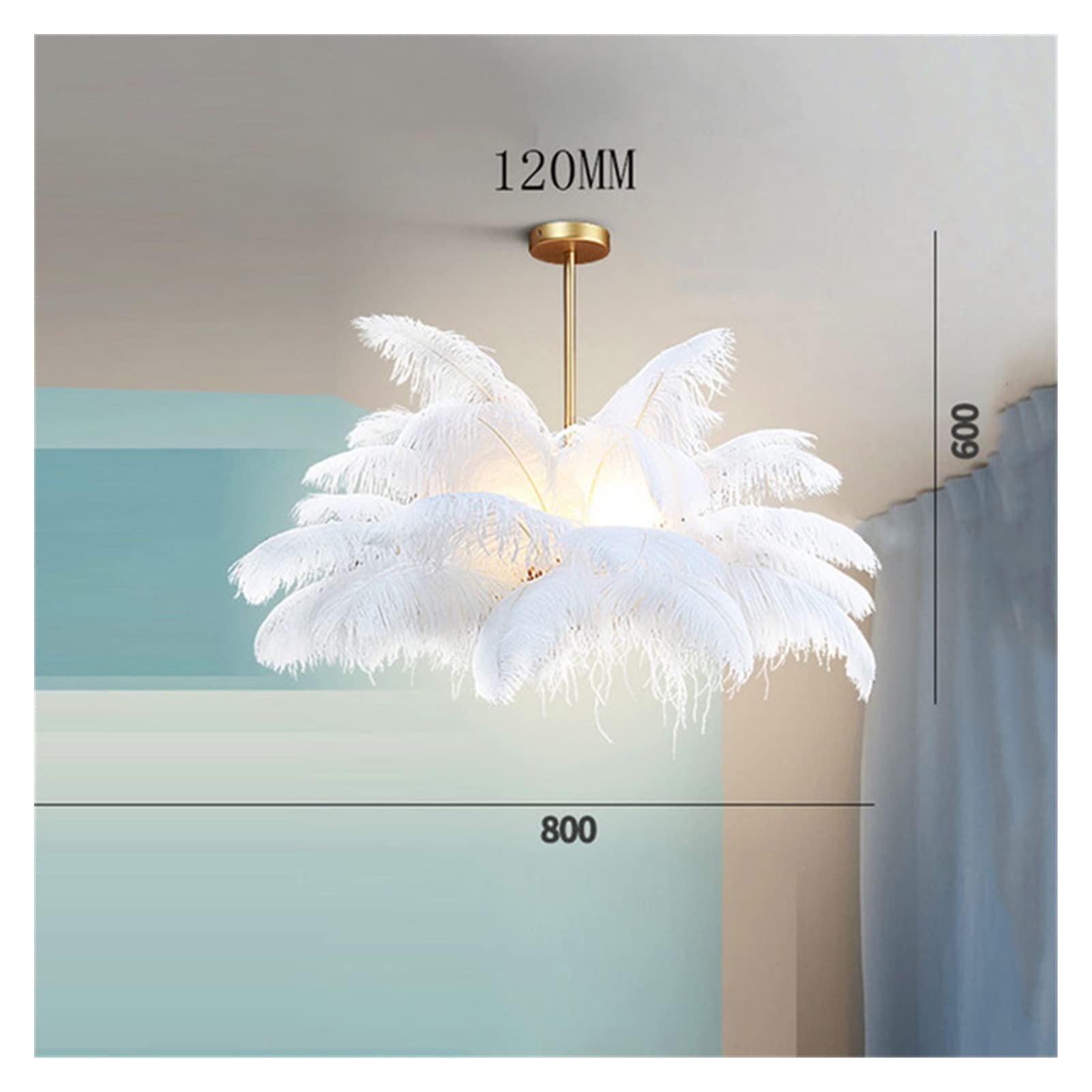 Modern LED Feather Chandelier - 80cm Hanging Light for Living Room & Bedroom