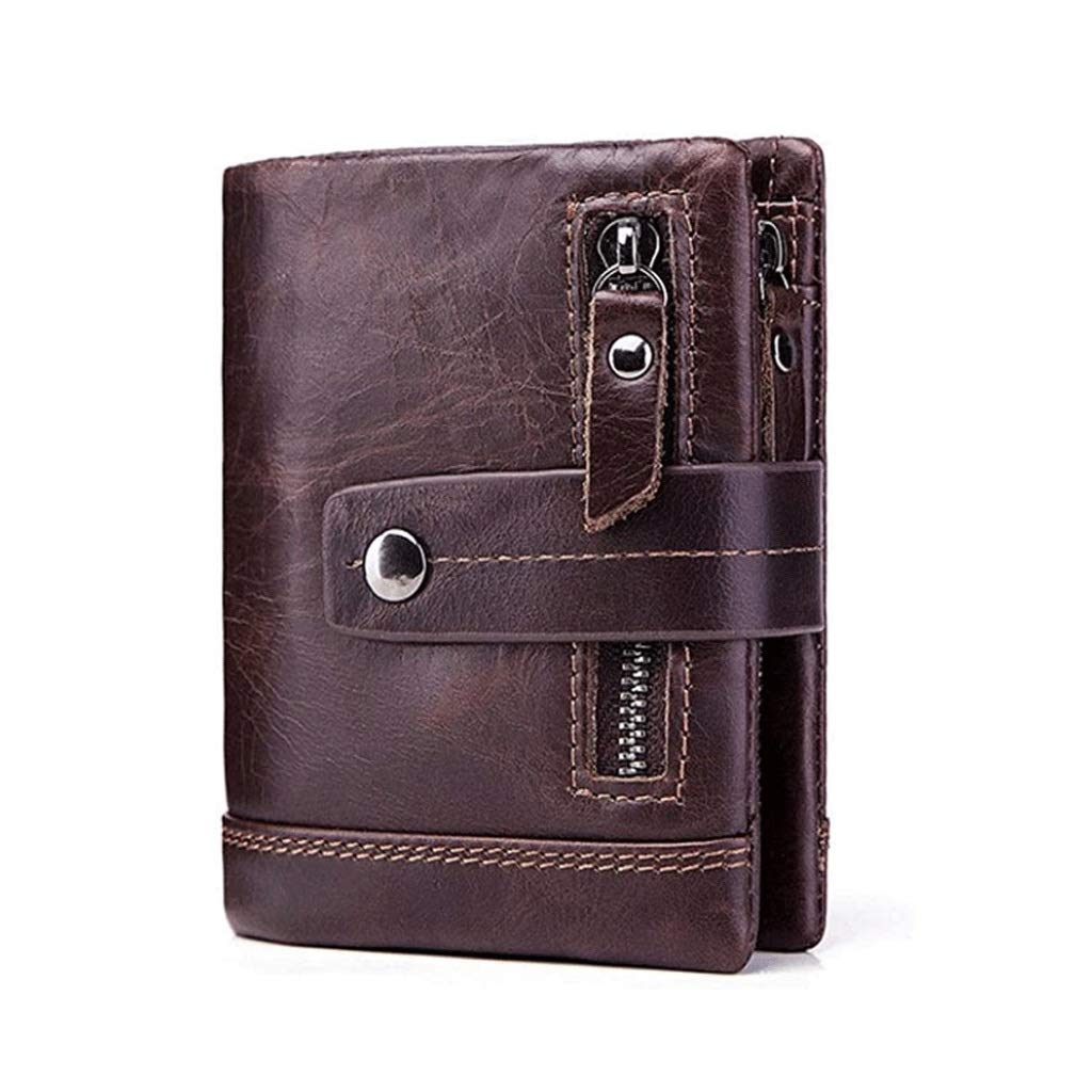 XWWDP Genuine Leather Multi-Purpose Wallet with Zipper - RFID Blocking Bifold Wallet for Men & Women - Perfect for Travel, Business & Everyday Use