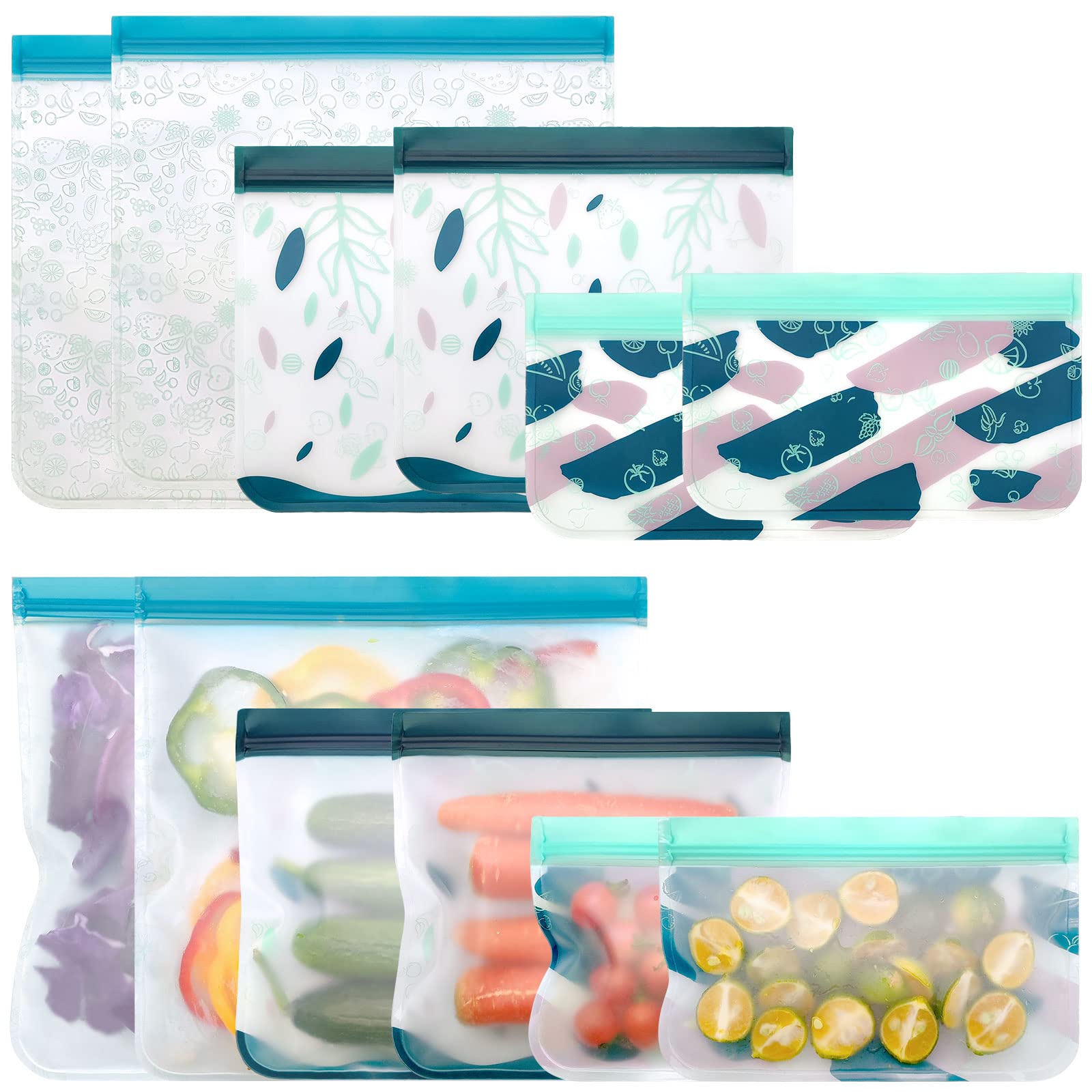 Eco-Friendly Reusable Silicone Food Storage Bags - Leakproof Freezer & Snack Bags for Kids, Travel & Home (2 Gallon, 2 Sandwich, 2 Snack Bags) | BPA Free | Perfect for Meal Prep, Picnics & School Lunches