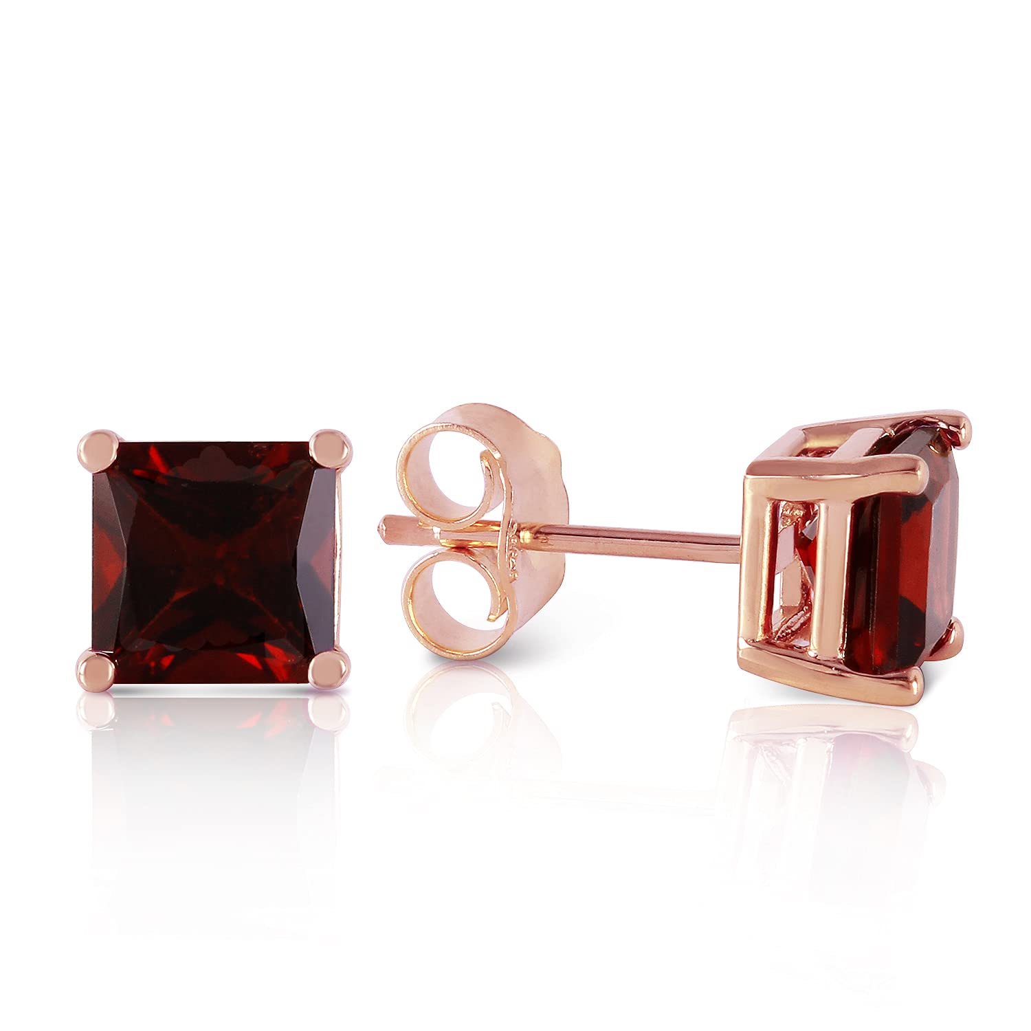 1.75 Carat 14k Solid Rose Gold Sparkle Garnet Stud Earrings for Women - Valentine's Day Gift, Anniversary Present, Birthday Jewelry, Everyday Elegant Accessories