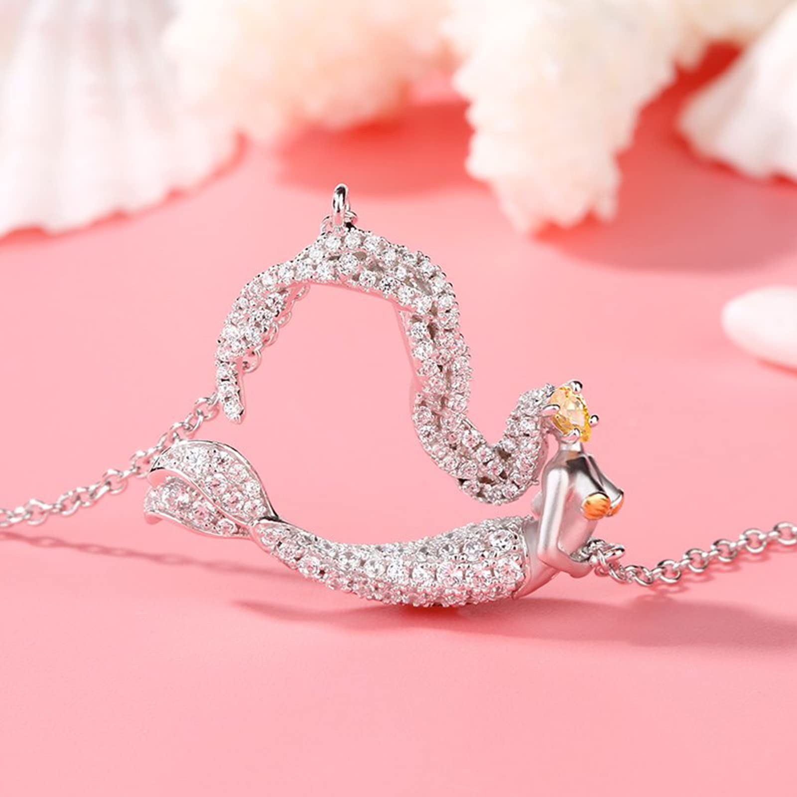 Jeulia Sterling Silver Mermaid Necklace for Women - Ocean's Light Pendant Jewelry, Valentine's Day & Birthday Gift for Women & Girls | Perfect for Beach Parties, Mermaid-Themed Events & Romantic Occasions