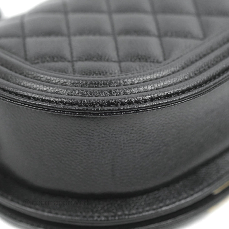 Chanel Boy Messenger Bag Black Caviar Leather with Aged Gold Hardware - Luxury Crossbody Bag for Women, Perfect for Work, Travel & Evening Events