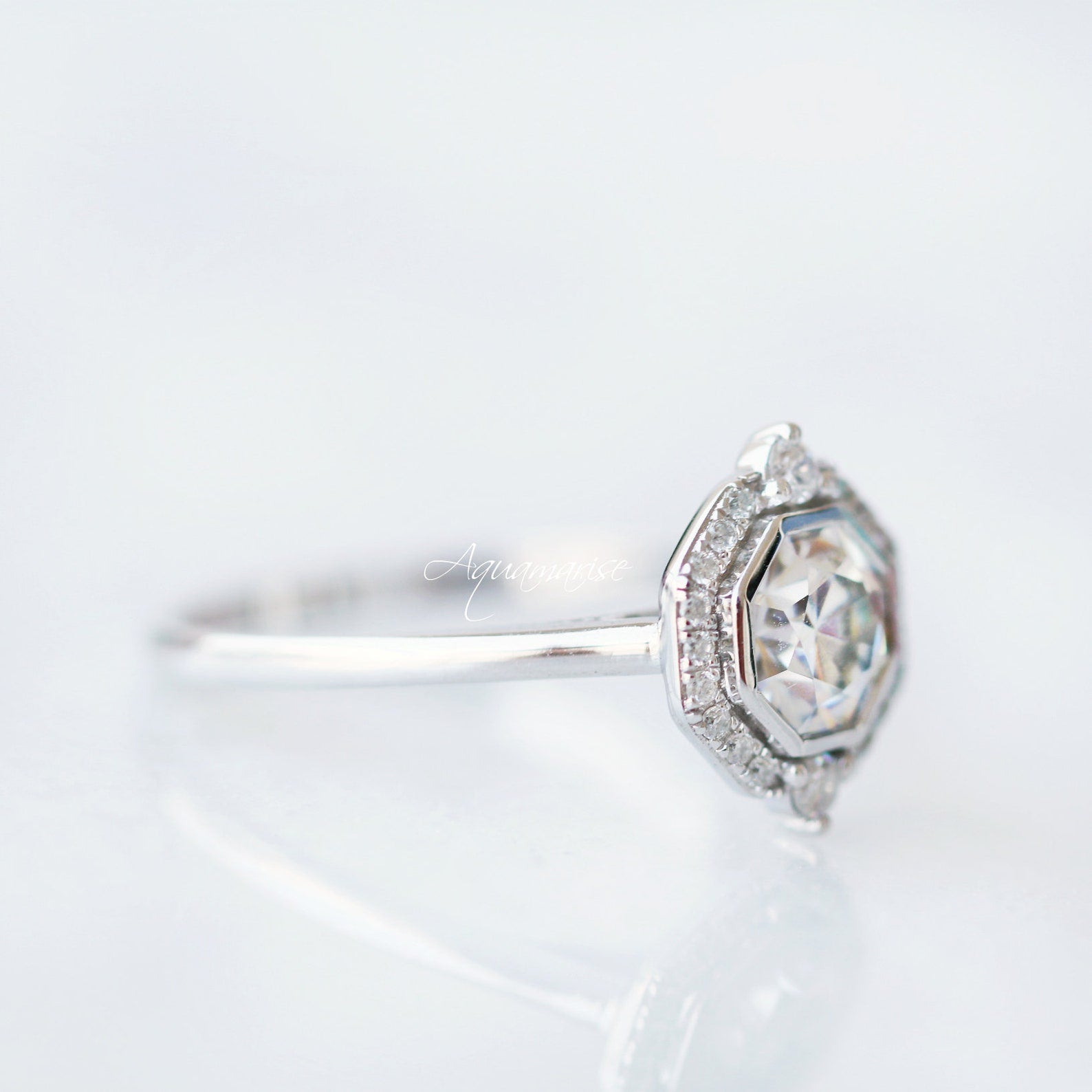 Octavia White Sapphire Ring for Women - 925 Sterling Silver Wedding Band, Engagement Ring & Anniversary Gift - Elegant Jewelry for Everyday Wear & Special Occasions