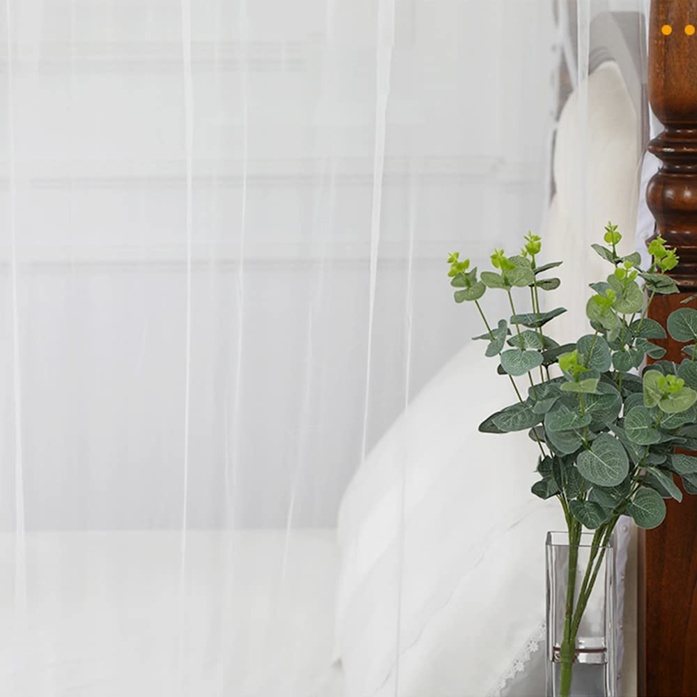 Elegant Mengersi Queen Size Canopy Bed Curtains - Sheer Bed Drapes for Romantic Bedroom Decor | Perfect for Master Bedrooms, Guest Rooms & Boho Chic Home Styling