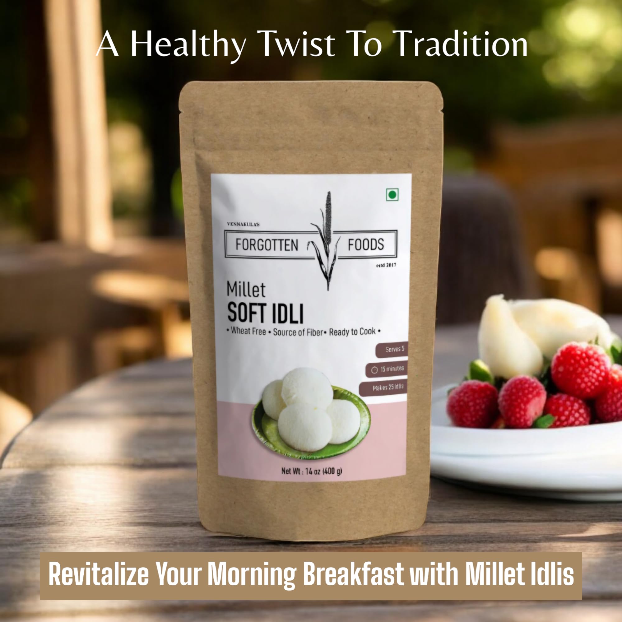 FORGOTTEN Foods Millet Soft Idli Mix - Instant Ready-to-Cook Idly Batter Breakfast Premix | Kodo Millets (Kodri, Varagu, Arikelu) | Gluten-Free, High Fiber, No Artificial Flavors | 400g Pack Makes 25 Idlis | Perfect for Quick Breakfast, Healthy Snacks & Vegan Meals