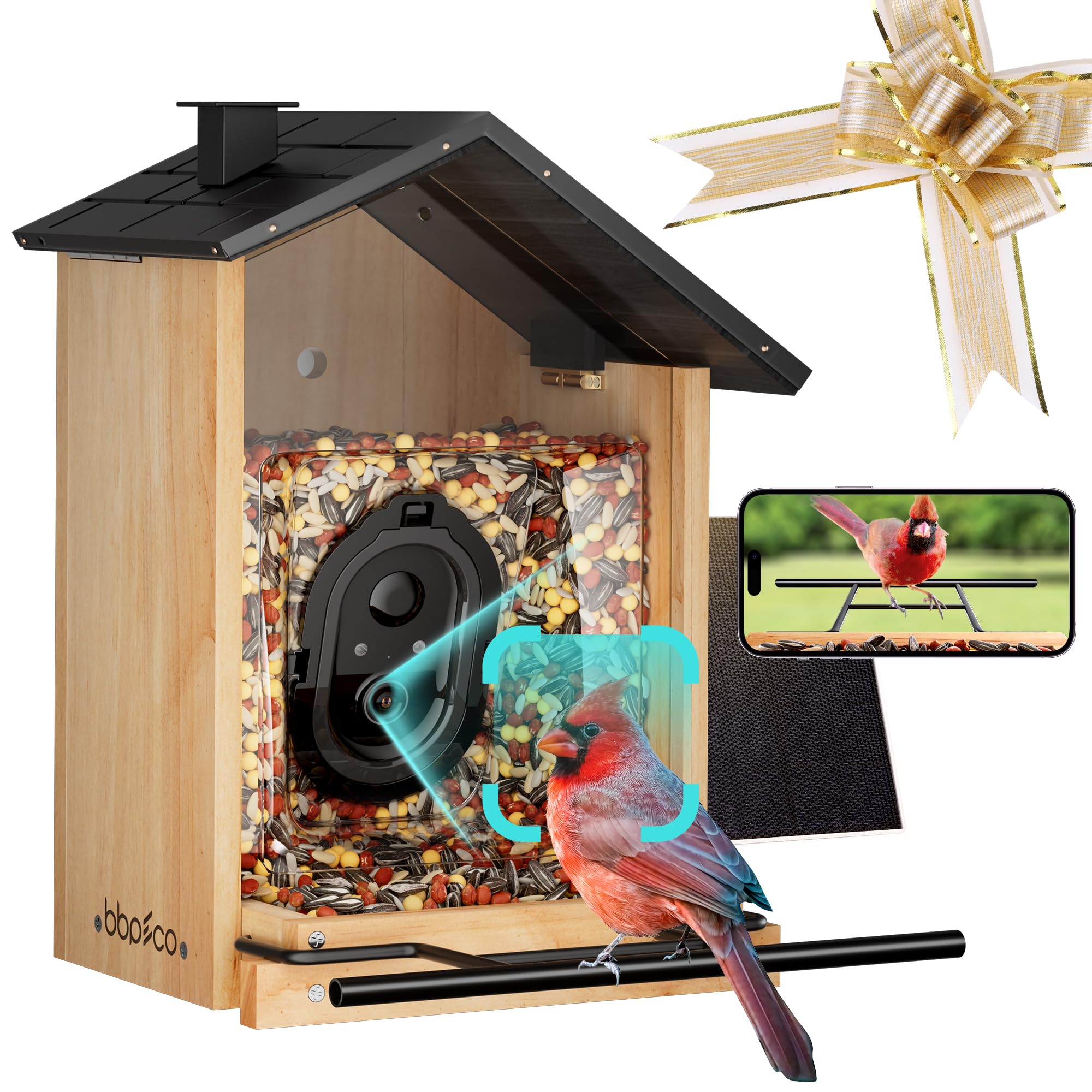 Solar Powered Bird Feeder Camera with AI Recognition - 3L Capacity Smart Bird Feeder Identifies 10,000+ Species | Cloud Storage, Auto Capture & Instant Alerts | Perfect Gift for Bird Watchers | Ideal for Backyard Birding & Wildlife Observation