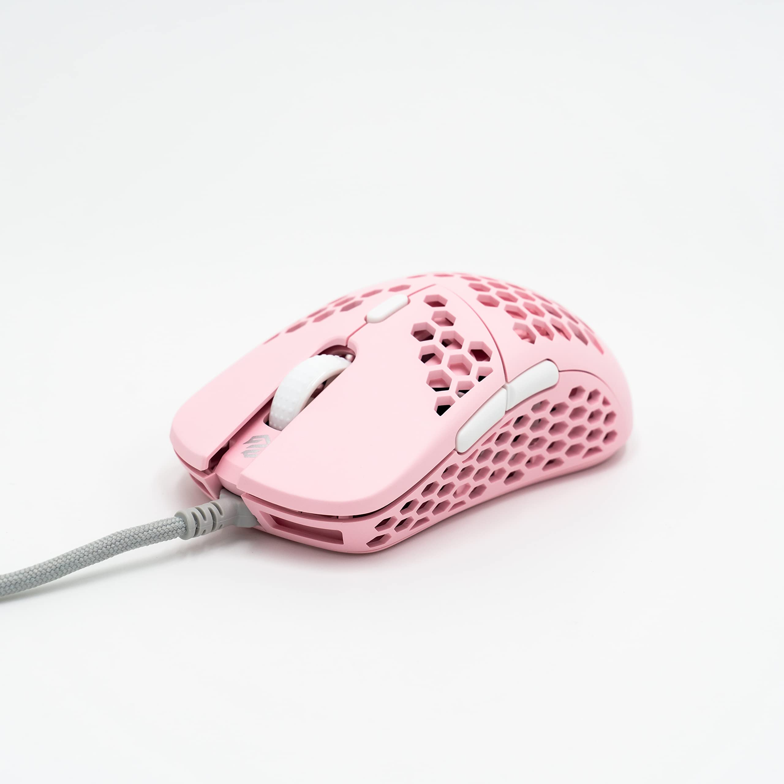 Gwolves Hati HTS Ultra Lightweight Honeycomb Wired Gaming Mouse - 52g, 3389 Optical Sensor, 16,000 DPI, Low Latency, Anti-Interference, 6 Programmable Buttons, On-Board Memory - Perfect for FPS, MOBA & MMO Gaming on PC, Mac & Laptop (Pink, Small Size)