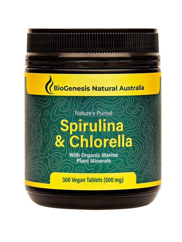 Premium Organic Spirulina & Chlorella Tablets with Marine Minerals - 300 Count | Natural Superfood Supplement for Detox, Energy & Immune Support | Perfect for Daily Wellness Routine & Active Lifestyle
