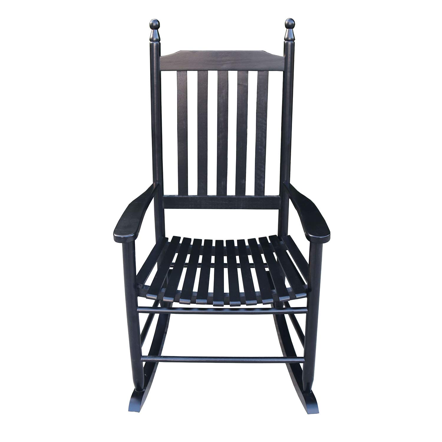 Premium Populus Wood Porch Rocker Chair - Classic Black Outdoor Rocking Chair for Patio, Garden, Deck & Front Porch Relaxation