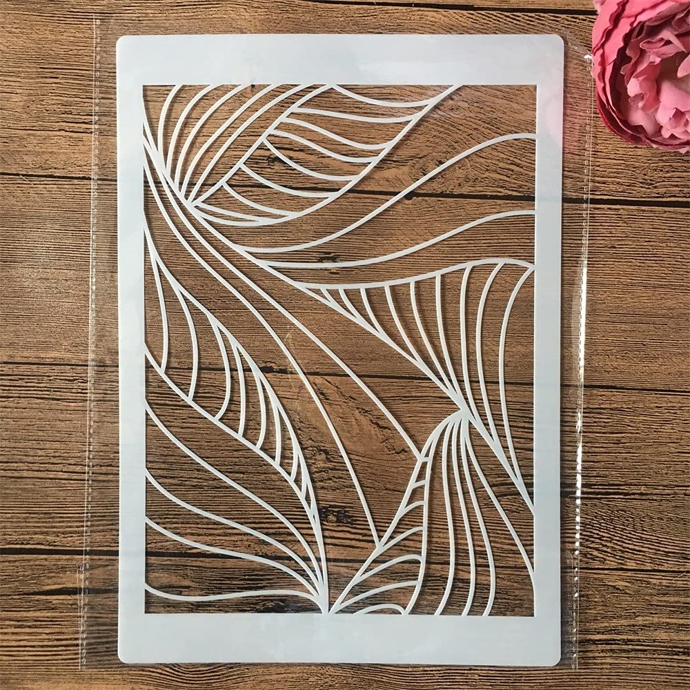Reusable A4 29cm Thin Line Leaves Stencils for Painting - DIY Crafts, Home Decor & Wall Art | Perfect for Scrapbooking, Canvas Painting, and Furniture Upcycling