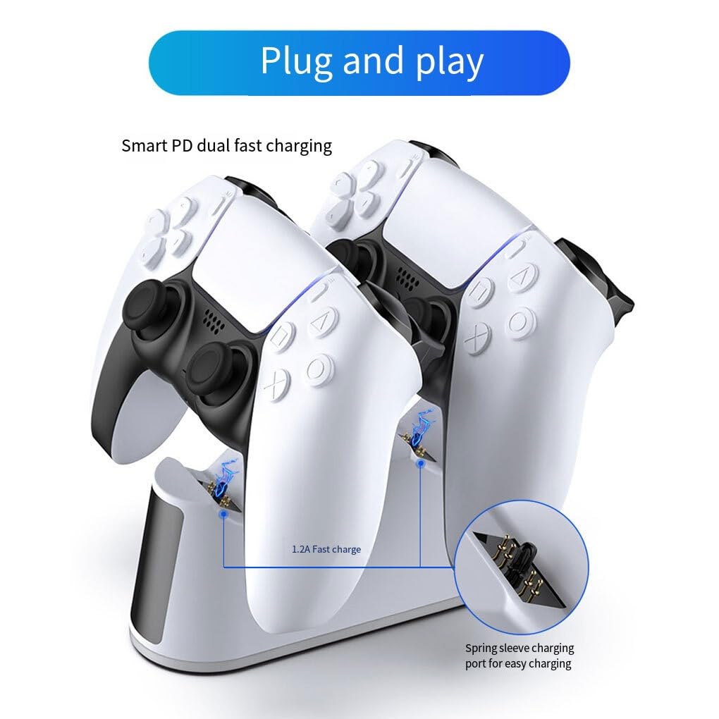 PS5 Controller Charger Stand - Compact & Portable DualSense Charging Dock with ABS Material | Perfect for Gaming Setup & Travel Accessories