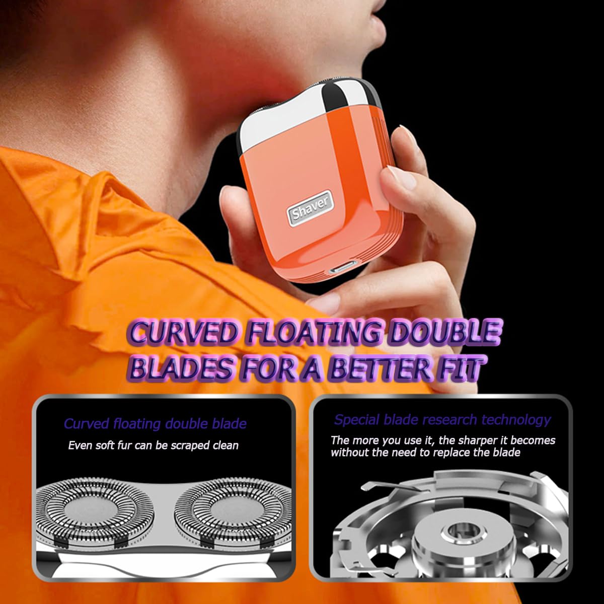 Kwak's Mini Shaver - Portable Alloy Electric Razor for Men | Cordless USB-C Rechargeable Trimmer with IPX7 Waterproof | Perfect for Travel, Gym & Business Trips (Silvery)