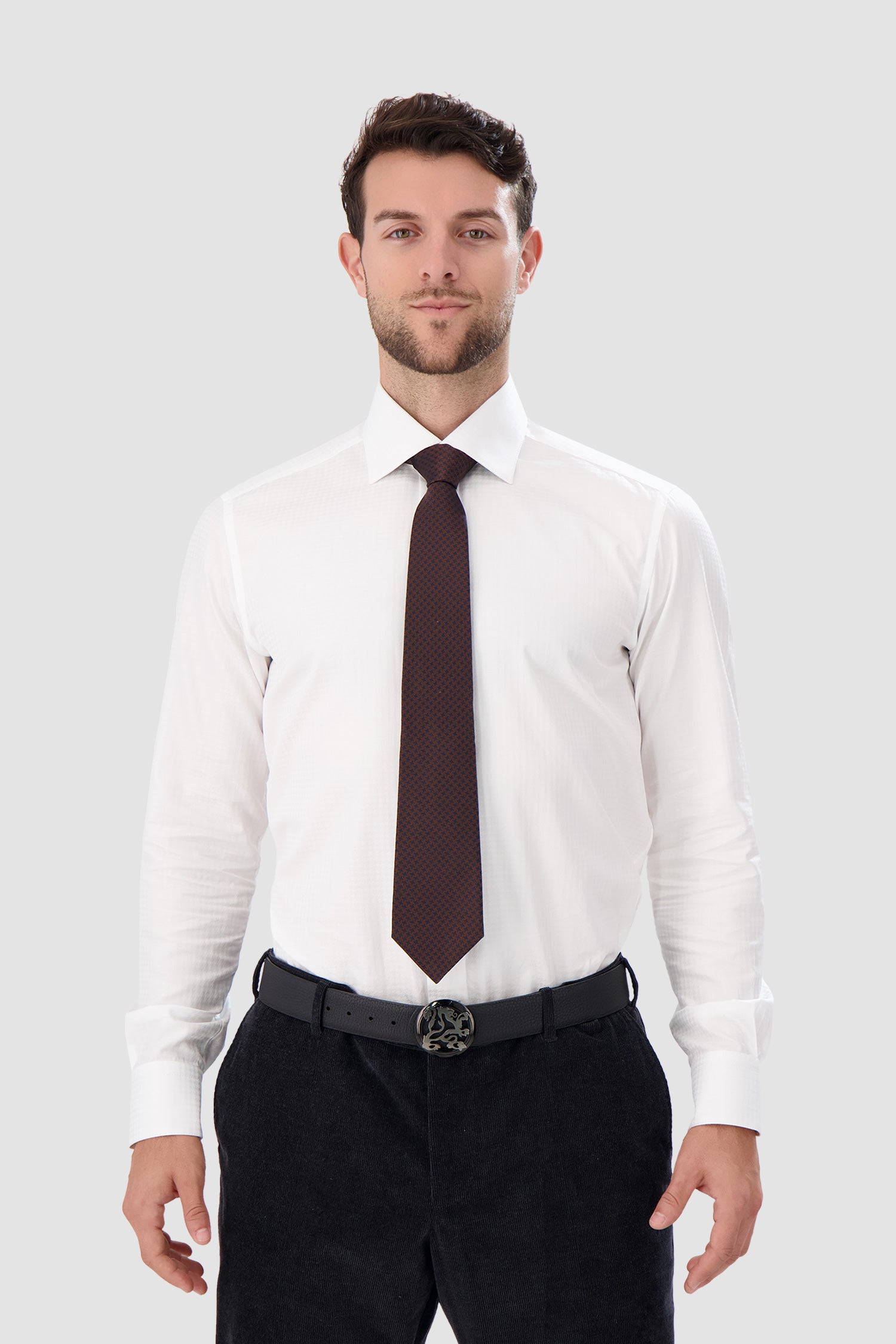 Premium Kiton Brown and Navy Silk Tie for Men - Elegant Formal Necktie for Business, Weddings & Special Occasions