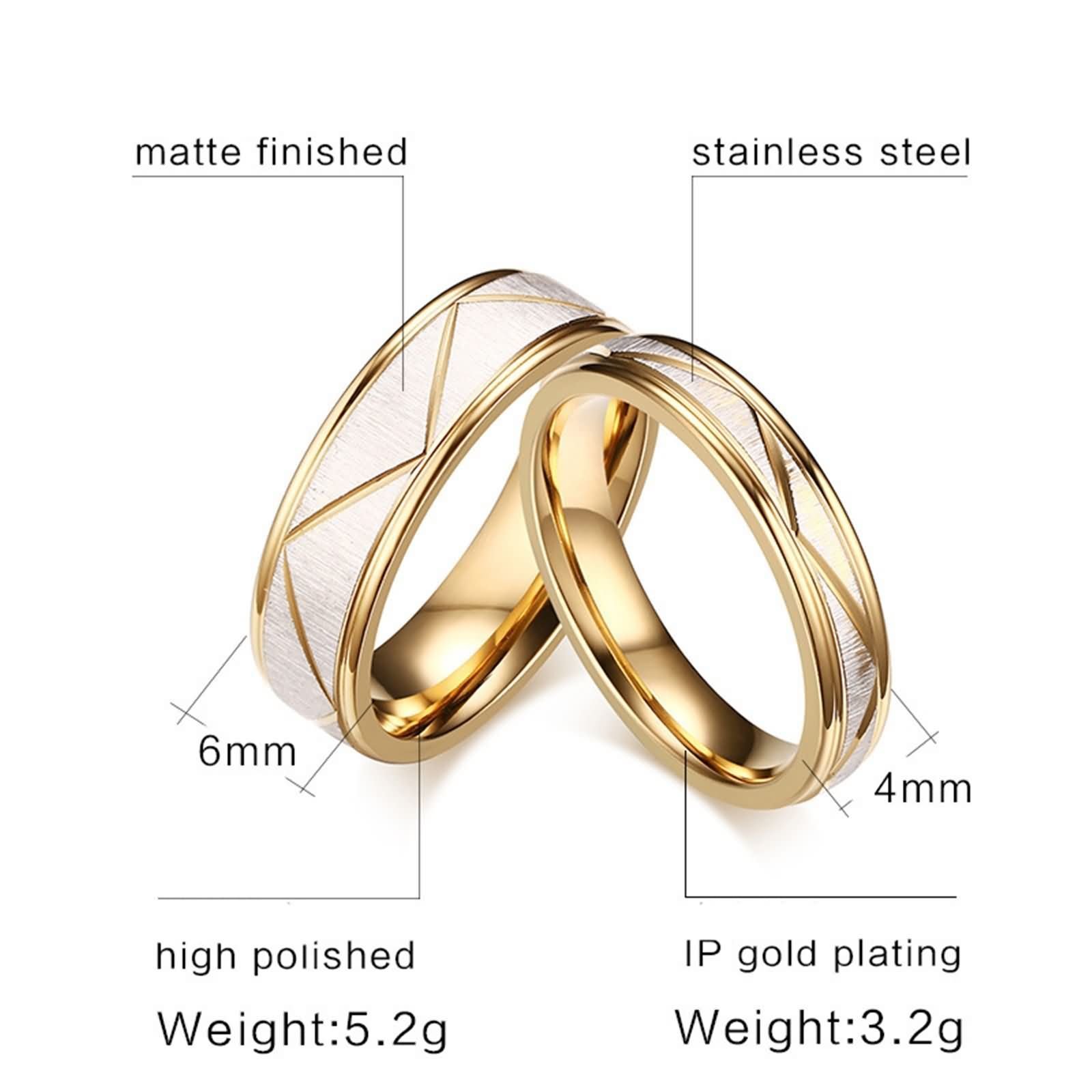 Knsam Stainless Steel Gold Band Ring - Durable & Hypoallergenic Wedding & Engagement Ring for Men & Women - Perfect for Proposals, Anniversaries & Everyday Wear