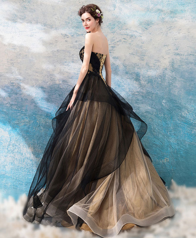 Elegant Black Sweetheart Neck Tulle Long Prom Dress - Formal Evening Gown for Homecoming, Ball, Wedding & Special Occasions