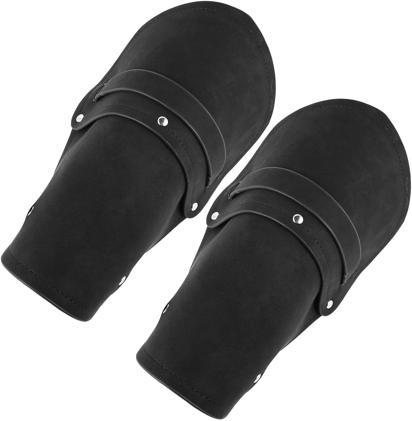 AZORA Genuine Leather Gauntlet Wristbands - Medieval Armor Bracers with Buckle Closure, Wide Arm Cuffs (2-Piece Set) for LARP, Cosplay, Renaissance Fairs & Historical Reenactments
