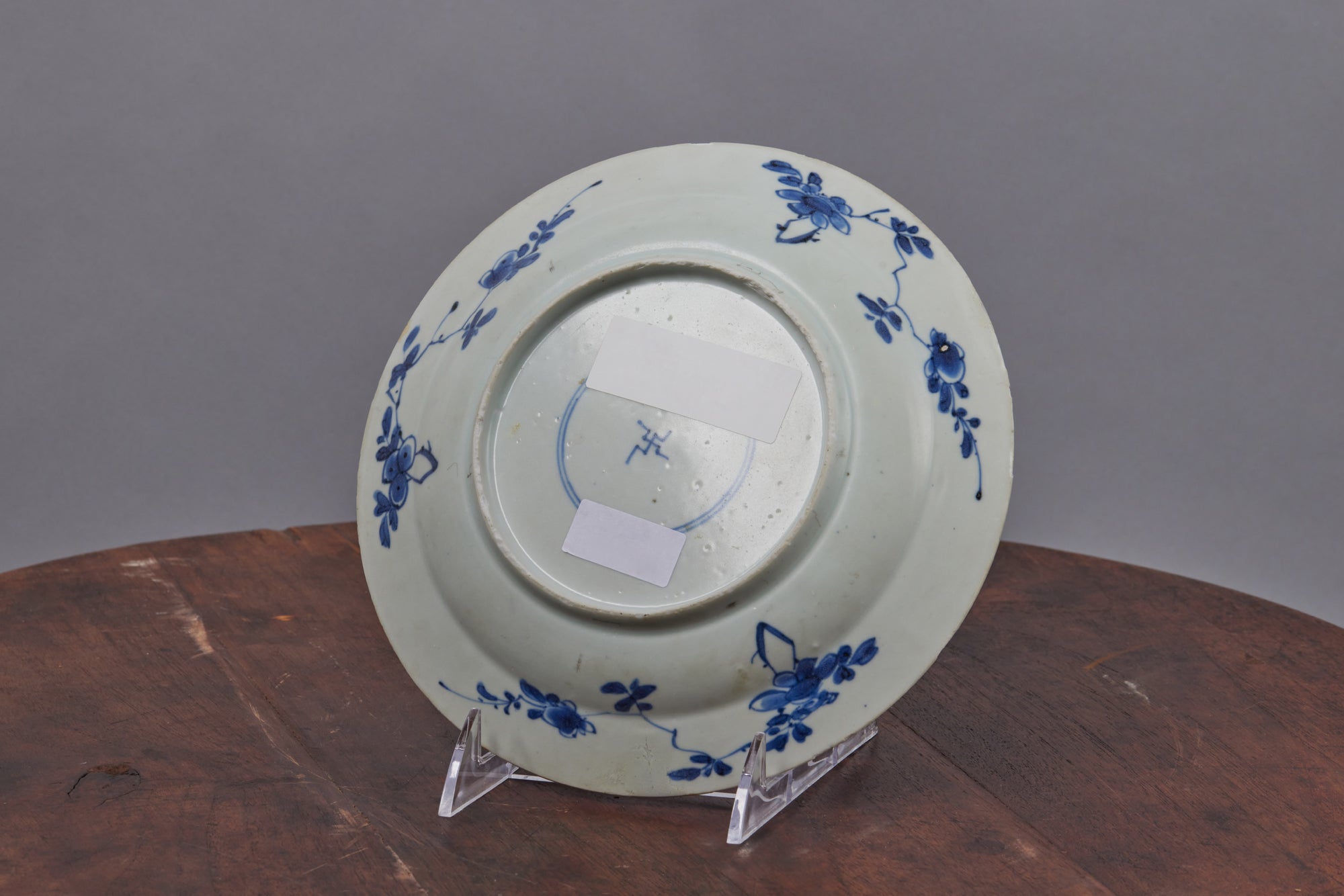 Antique Mid 18th Century Blue & White Kangxi Porcelain Plate - Chinese Qing Dynasty Collectible for Home Decor & Dining Display