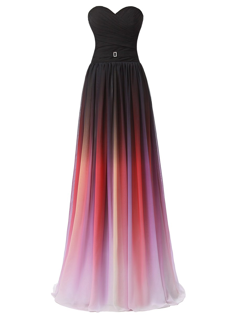 Gradient Color Sweetheart Prom Dresses Ruched Long Bridesmaid Gowns for Formal Dances, Weddings & Special Occasions